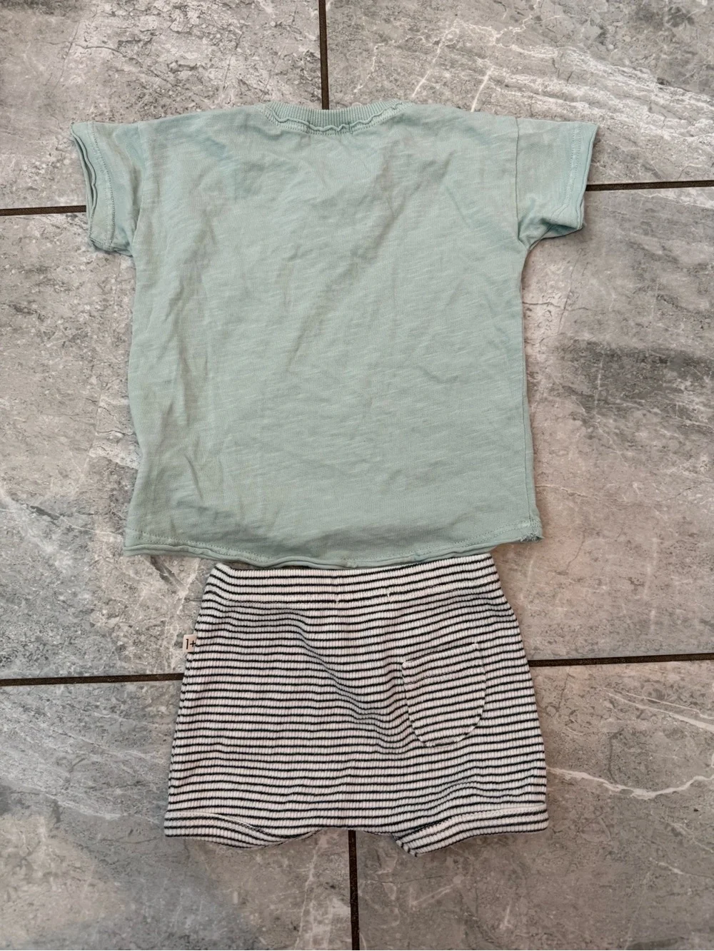 1 + In the Family NANI & SALVA 2-piece Outfit set 6M Mint Striped Made in Spain